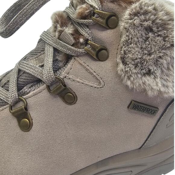 Skechers Taupe Trego Falls Finest Suede Waterproof Faux Fur Snow Winter Boots - Picture 8 of 11